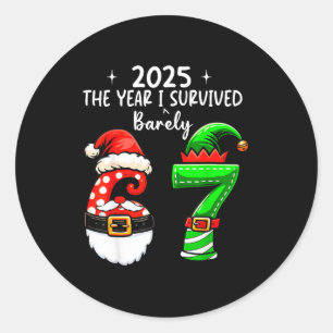 2025 The Year I Survived 67 Funny Meme Six Seven C Classic Round Sticker