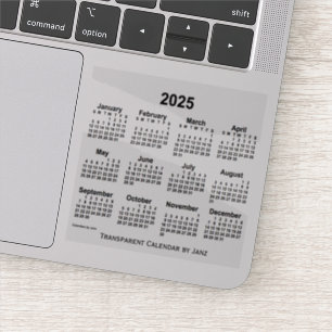 2025 Transparent Calendar by Janz