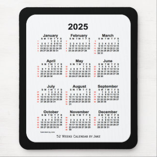 2025 Two Tone Black 52 Week Calendar by Janz Mouse Pad