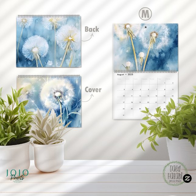 2025 Vintage Dandelion Background Calendar (Calendar 2025 Dandelion Flower Background - medium)