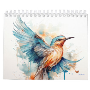 2025 watercolor bird fruit tree monthly wall calendar