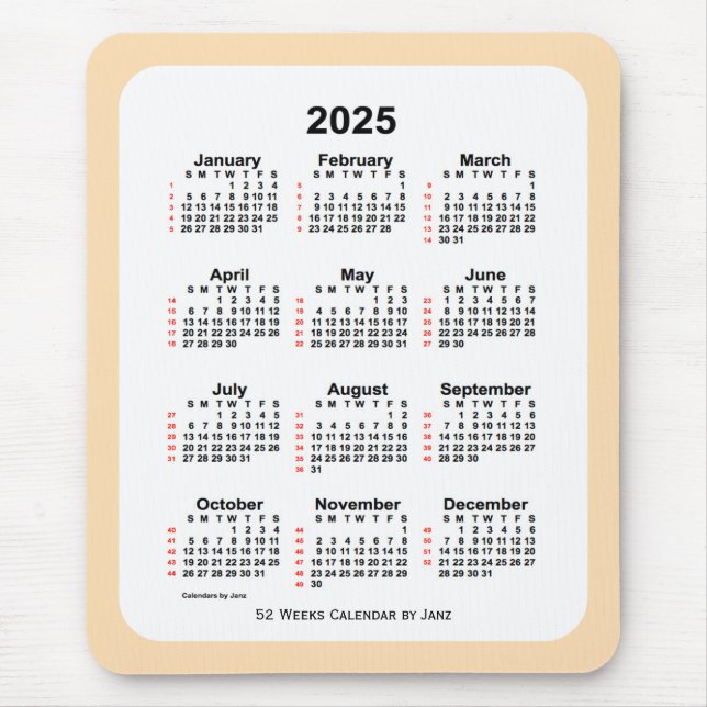 2025 Wheat 52 Week Calendar by Janz Mouse Pad (Front)
