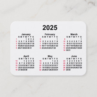 2025 White 52 Week ISO Calendar by Janz Business Card