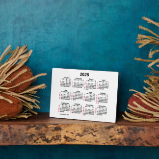 2025 White 52 Week ISO Desk Calendar by Janz 5x7 Plaque