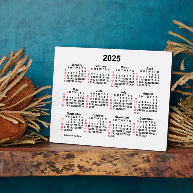 2025 White 52 Week ISO Desk Calendar by Janz 8x10 Plaque (Side)