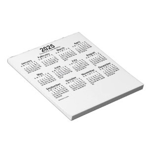 2025 White Calendar by Janz 5.5x6 Notepad