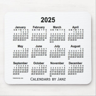 2025 White Calendar by Janz Mouse Pad