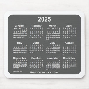 2025 White Charcoal Calendar by Janz Mouse Pad