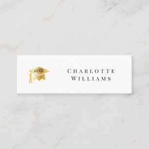 2025 White   Gold Grad Cap Graduation Insert Card