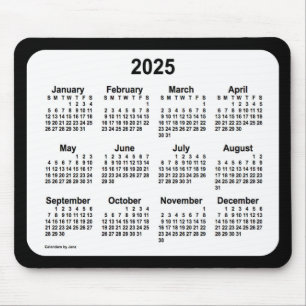 2025 White on Black Calendar by Janz Two Tone Mouse Pad