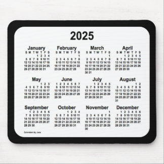 2025 White on Black Calendar by Janz Two Tone Mouse Pad