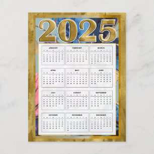 2025 Year At A Glance Calendar New Year Card