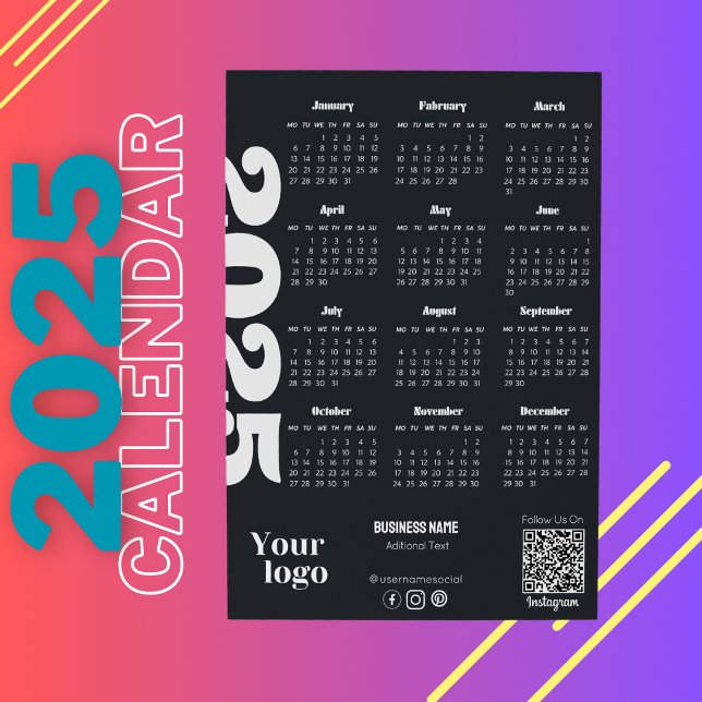 2025 Year Calendar Black And White Corporate Invitation (2025 Year Calendar Black And White Corporate Invitation, yearly calendar. corporate calendar,)