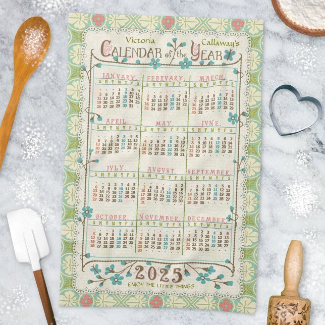 2025 Year Calendar Victorian Art Nouveau | Custom Kitchen Towel (Creator Uploaded)