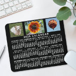 2025 Year Monthly Calendar Black Custom 3 Photos Mouse Pad<br><div class="desc">This 2025 year 3-photo personalized monthly calendar mousepad / mousemat shows the days of the week for each month in classic, professional-looking white on a black background. This is a simple, minimalist, bold yearly calendar mousepad to help you conquer the new year. Always know what date it is and check...</div>