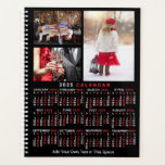2025 Year Monthly Calendar Black Custom 9 Photos Planner<br><div class="desc">Celebrate 2025 with this classic photo collage calendar planner. On the inside, these planners have pages for you to organize your weeks and months. With the addition of the beautiful yearly calendar cover, you'll be able to see the entire year at a glance - plus enjoy 9 of your favourite...</div>