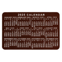 2025 Year Monthly Calendar Brown Wood Grain Simple