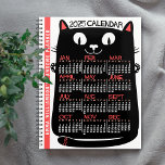 2025 Year Monthly Calendar Mid-Century Black Cat Planner<br><div class="desc">This cute personalized 2025 calendar planner shows the days of the week for each month on the belly of a mid-century modern kitty cat. On the inside, these planners have pages for you to organize your weeks and months. With the addition of the yearly calendar cover, you'll be able to...</div>