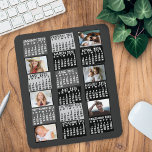 2025 Year Monthly Calendar Mod Black Photo Collage Mouse Pad<br><div class="desc">This personalized 2025 year monthly calendar has a mid-century modern geometric look with asymmetrical colour blocks and cut-out paper style typography. The design is made is various shades of grey, black, and white. Use the easy templates to add six of your favourite photos (horizontal work best, but all shapes will...</div>