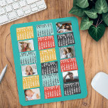 2025 Year Monthly Calendar Modern Photo Collage Mouse Pad<br><div class="desc">This personalized 2025 year monthly calendar mousepad has a mid-century modern geometric look with asymmetrical colour blocks and cut-out paper style typography. Use the easy templates to add six of your favourite photos (horizontal work best, but all shapes will automatically adjust to fit the frames). This vibrant, ultra-mod calendar will...</div>