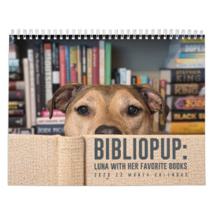 2026 12 month Calendar BiblioPup: Luna & Books