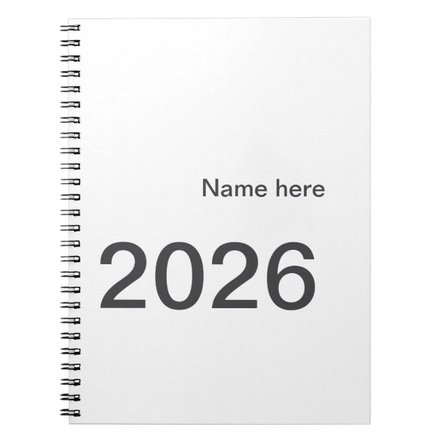 2026 2027 2028 name title here year bold letter  notebook (Front)