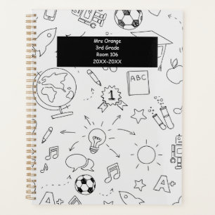 2026-2027 Elementary School Teacher White & Black Planner