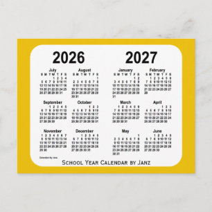2026-2027 Gold Mini School Year Calendar by Janz Postcard