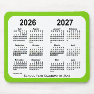 2026-2027 Yellow Green School Calendar by Janz Mouse Pad