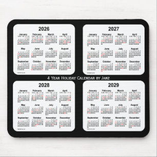 2026-2029 Black and White Holiday Calendar by Janz Mouse Pad