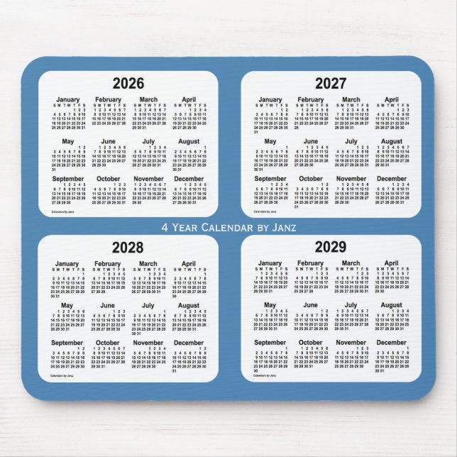 2026-2029 Steel Blue 4 Year Calendar by Janz Mouse Pad (Front)