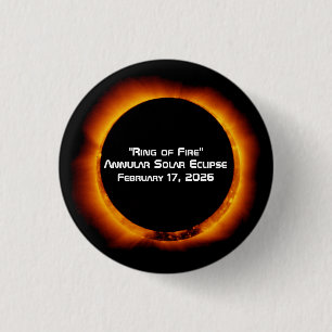 2026 Annular Ring of Fire Solar Eclipse 1 Inch Round Button