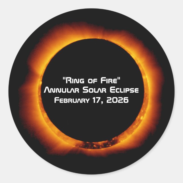 2026 Annular Ring of Fire Solar Eclipse Classic Round Sticker (Front)