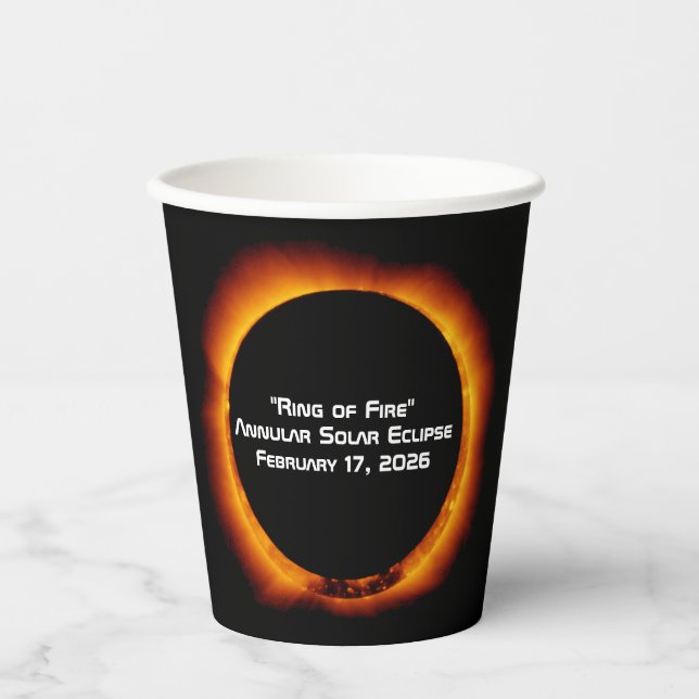 2026 Annular Ring of Fire Solar Eclipse Paper Cups (Front)
