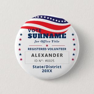 2026 Authorized Volunteer Election Campaign ID  2 Inch Round Button
