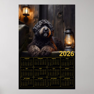 2026 Black Goldendoodle Calendar Poster