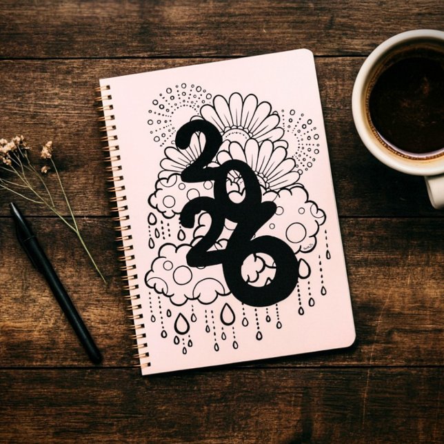 2026 Blooming After the Rain - B & W Line Art (Créateur téléchargé)