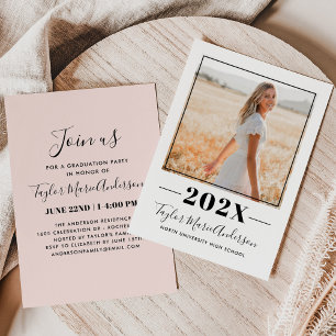 2026 Blush Pink Photo Graduation Party Invitation