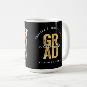 2026 Bold GRAD 8 Photo Collage Modern Graduation Coffee Mug