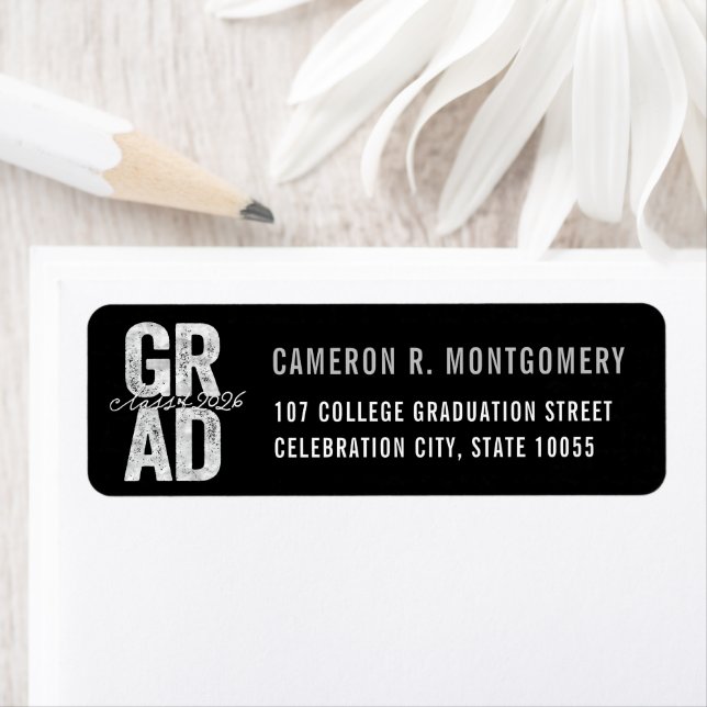 2026 Bold GRAD Silver Typography Graduate Address (Insitu)