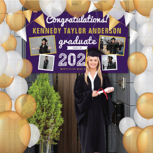 2026 Bold Sketch 4 Photo Congrats Graduation Party Banner