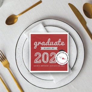 2026 Bold Sketch Text Red Modern Graduation Party Napkin