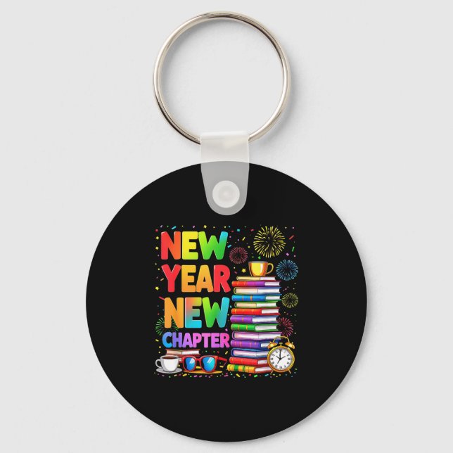 2026 Bookworm Funny Happy New Year Chapter Book Lo Keychain (Front)