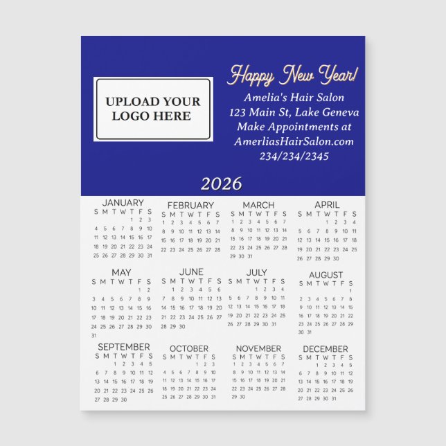 2026 Business Logo Mini Calendar (Front)