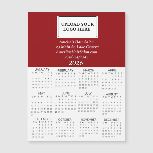 2026 Business Logo Mini Calendar (Front)