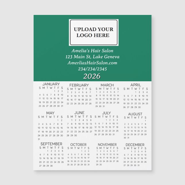 2026 Business Logo Mini Calendar (Front)