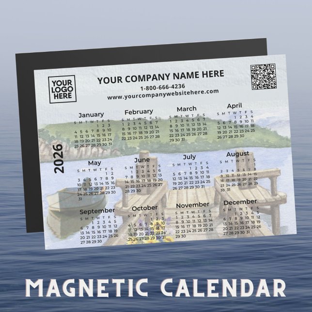 2026 Business Logo QR Dock Water Calendar Magnet  (Creator Uploaded)