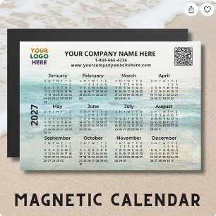 2026 Business Name Logo QR Ocean Calendar Magnet