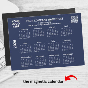 2026 Business Your Logo QR Code Calendrier Magnet