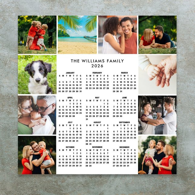 2026 Calendar 10 Photo Collage Family Poster (2026 Calendar 10 Photo Collage Family Poster)